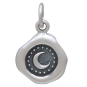 Sterling Silver Wax Seal Crescent Moon Charm Front View