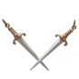 Mixed Metal Crossed Swords Pendant Festoon Front View