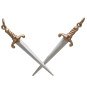 Mixed Metal Crossed Swords Pendant Festoon Back View