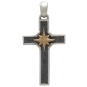 Sterling Silver Cross with Bronze Compass Pendant Front View