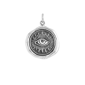 Sterling Silver Wax Seal Eye Charm 24x18mm