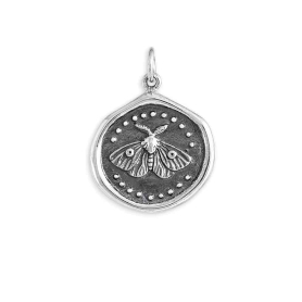 Sterling Silver Wax Seal Moth Charm 23x18mm