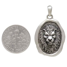 Sterling Silver Lion Pendant with Dime