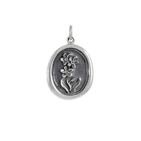 Nina Designs Sterling Silver Wax Seal Forget Me Not Charm 25x16mm