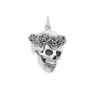 Nina Designs Sterling Silver Skull with Rose Crown Pendant 25x17mm