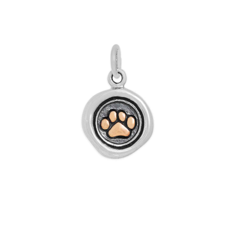 Nina Designs Sterling Silver Wax Seal with Bronze Paw Charm 17x11mm