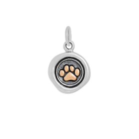 Sterling Silver Wax Seal with Bronze Paw Print Charm 17x11mm