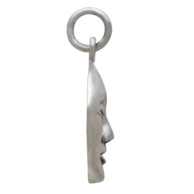 Sterling Silver Serene Goddess Face Pendant Side View