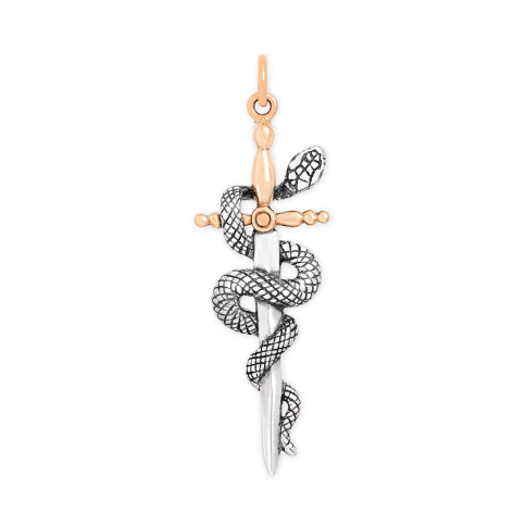 Nina Designs Mixed Metal Sword and Snake Pendant 39x13mm