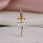 Bronze Sword Through Sterling Silver Heart Charm 39x11mm