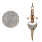 Bronze Sword Through Sterling Silver Heart Charm