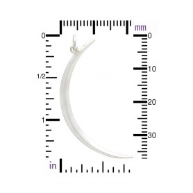 Sterling Silver Skinny Ridged Moon Pendant 43x17mm