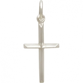 Sterling Silver Cross Charm with Raised Ridges 23x10mm