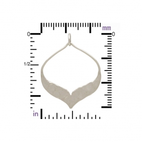 Silver Arabesque Pendant w Hammer Texture on Bottom 32x25mm