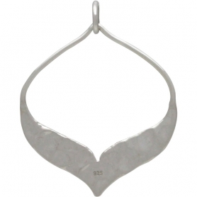 Silver Arabesque Pendant w Hammer Texture on Bottom 32x25mm