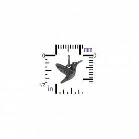 Sterling Silver 3D Hummingbird Charm 9x14mm