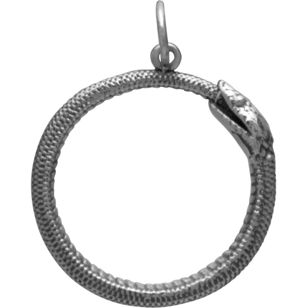 Sterling Silver Ouroboros Snake Pendant 26x21mm