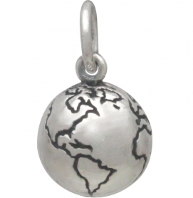 Sterling Silver 3D World Charm 14x8mm