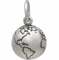 Sterling Silver 3D World Charm 14x8mm