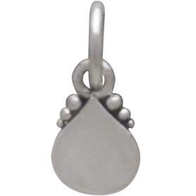Sterling Silver Decorated Teardrop Charm 12x5mm