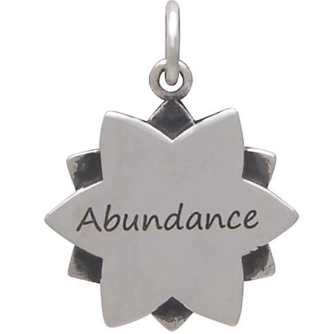 Sterling Silver Affirmation Mandala Charm -Abundance 21x16mm
