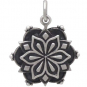 Sterling Silver Affirmation Mandala Charm -Gratitude 21x17mm