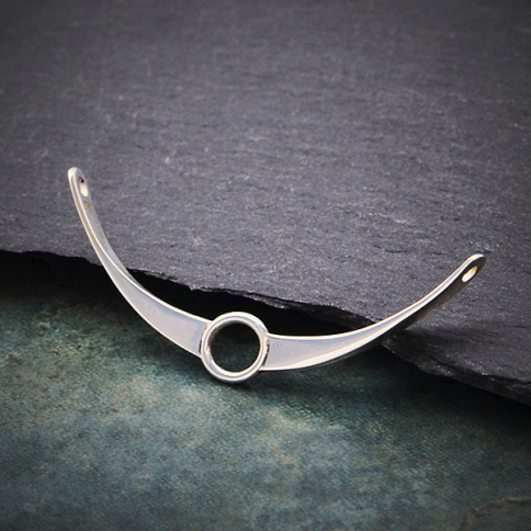 Sterling Silver Arch Link with Circle in the Center 14x36mm