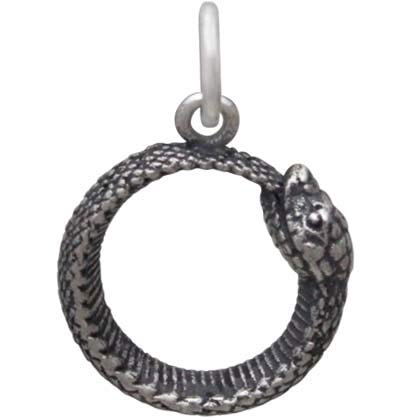 Sterling Silver Ouroboros Snake Charm 18x12mm