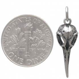 Sterling Silver Hummingbird Skull Charm 26x7mm
