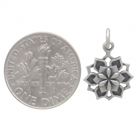 Sterling Silver Lotus Mandala Charm 18x12mm