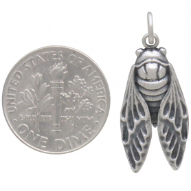 Sterling Silver Cicada Charm 28x11mm