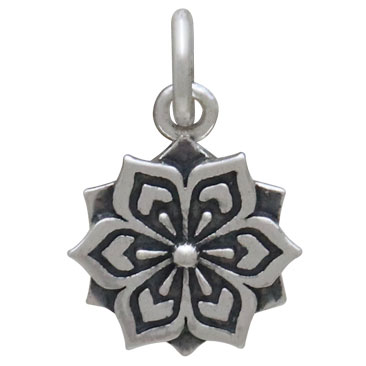 Sterling Silver Flower Mandala Charm 16x10mm