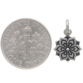Sterling Silver Flower Mandala Charm 16x10mm