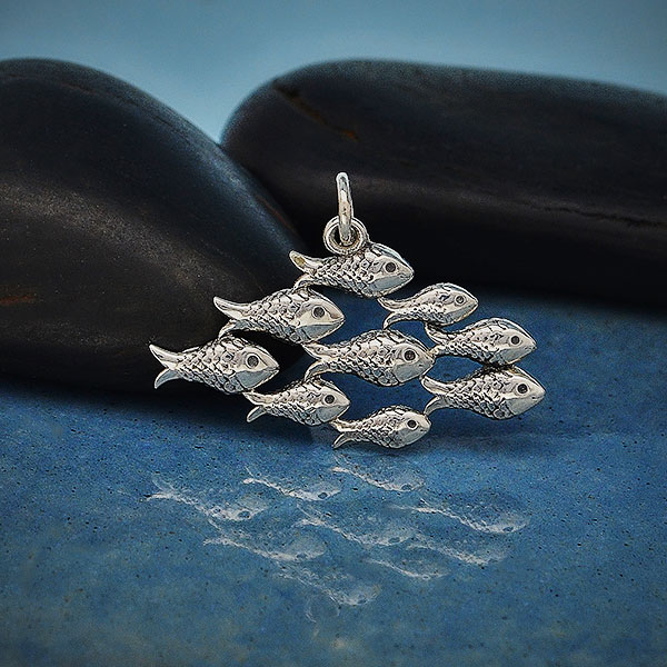 Sterling Silver School of Fish Pendant