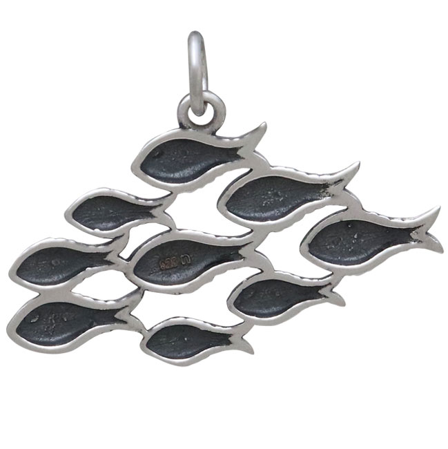 Sterling Silver School of Fish Pendant 20x27mm