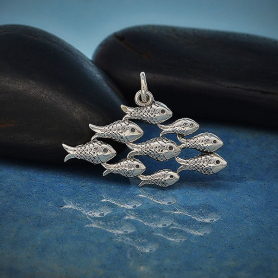 Sterling Silver School of Fish Pendant 20x27mm DISCONTINUED