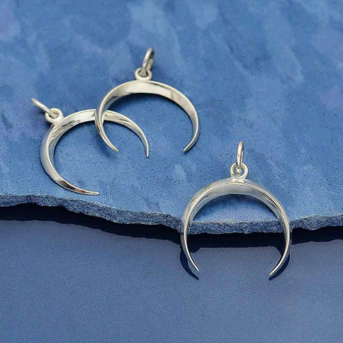 Sterling Silver Small Inverted Crescent Moon Charm 21x17mm