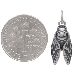 Sterling Silver Small Cicada Charm 21x8mm