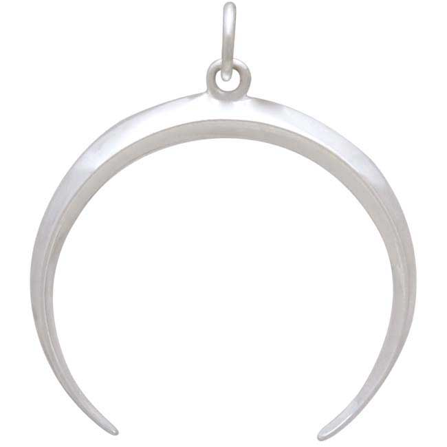 Sterling Silver Medium Inverted Crescent Moon Charm 28x24mm