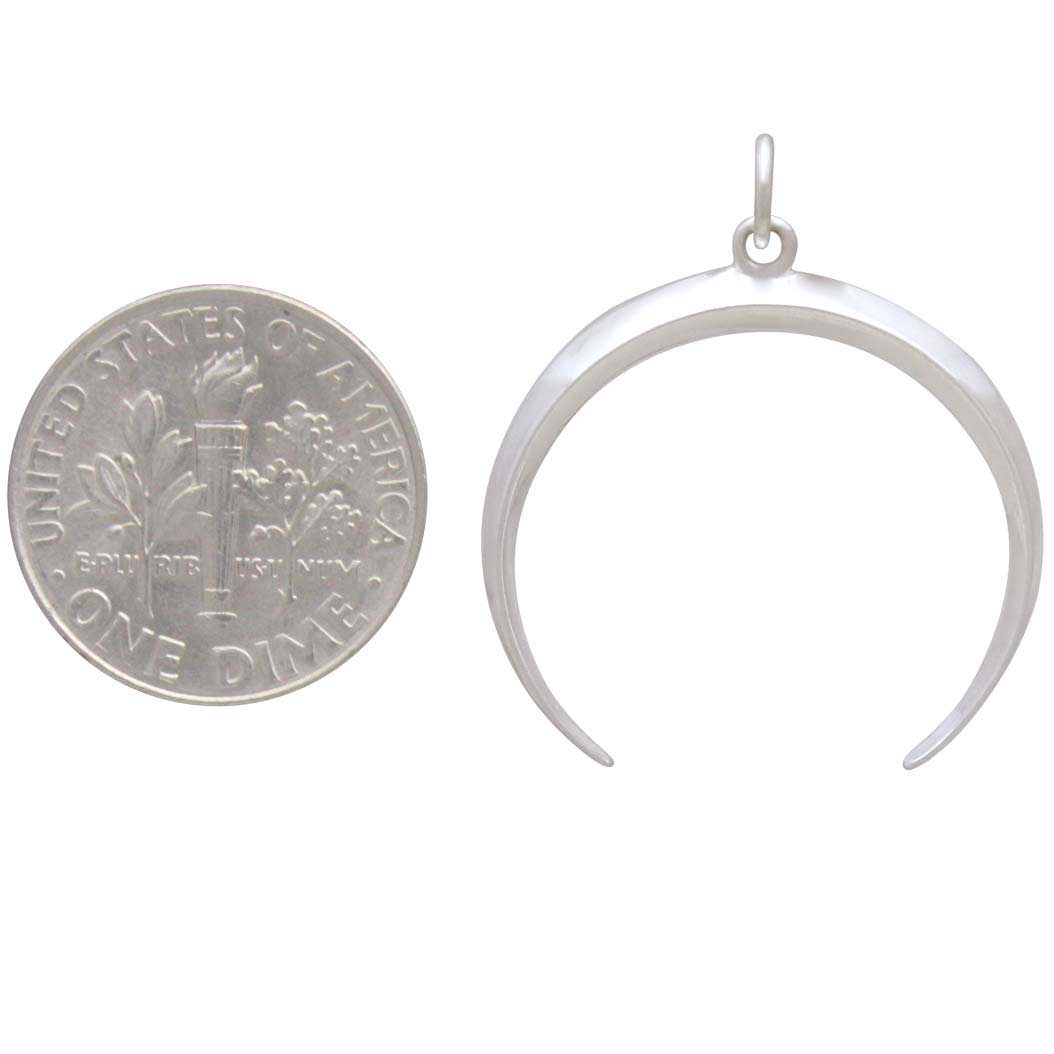 Sterling Silver Medium Inverted Crescent Moon Charm 28x24mm