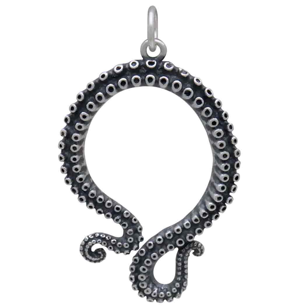 Sterling Silver Octopus Tentacle Pendant 36x24mm