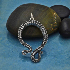 Sterling Silver Octopus Tentacle Pendant 36x24mm