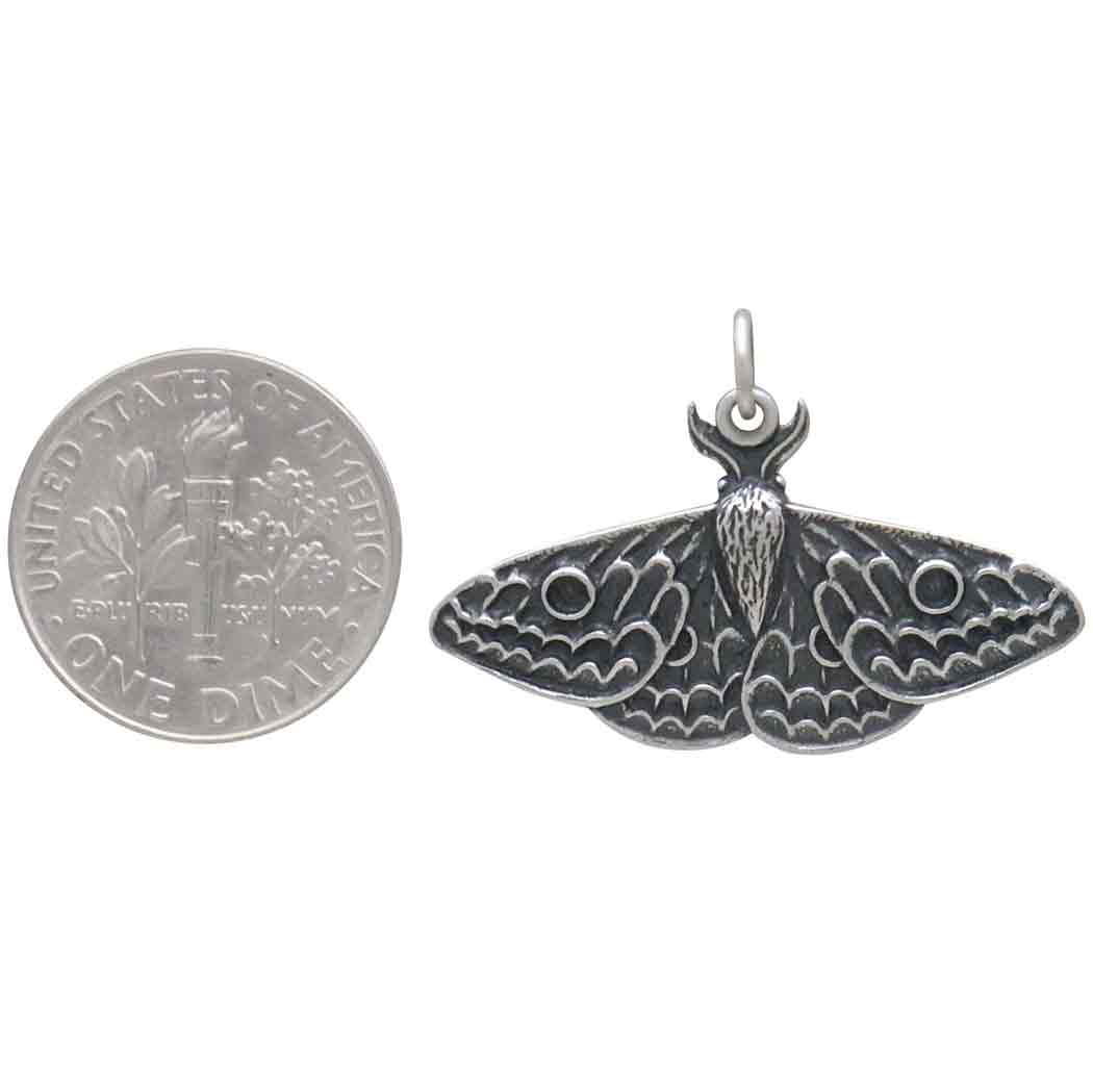 Sterling Silver Dimensional Moth Charm 21x30mm