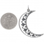 Sterling Silver Mandala Moon Pendant 36x22mm
