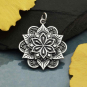 Sterling Silver Layered Mandala Pendant 31x25mm