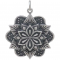 Sterling Silver Layered Mandala Pendant 31x25mm