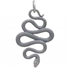 Sterling Silver Scaly Snake Pendant 28x16mm