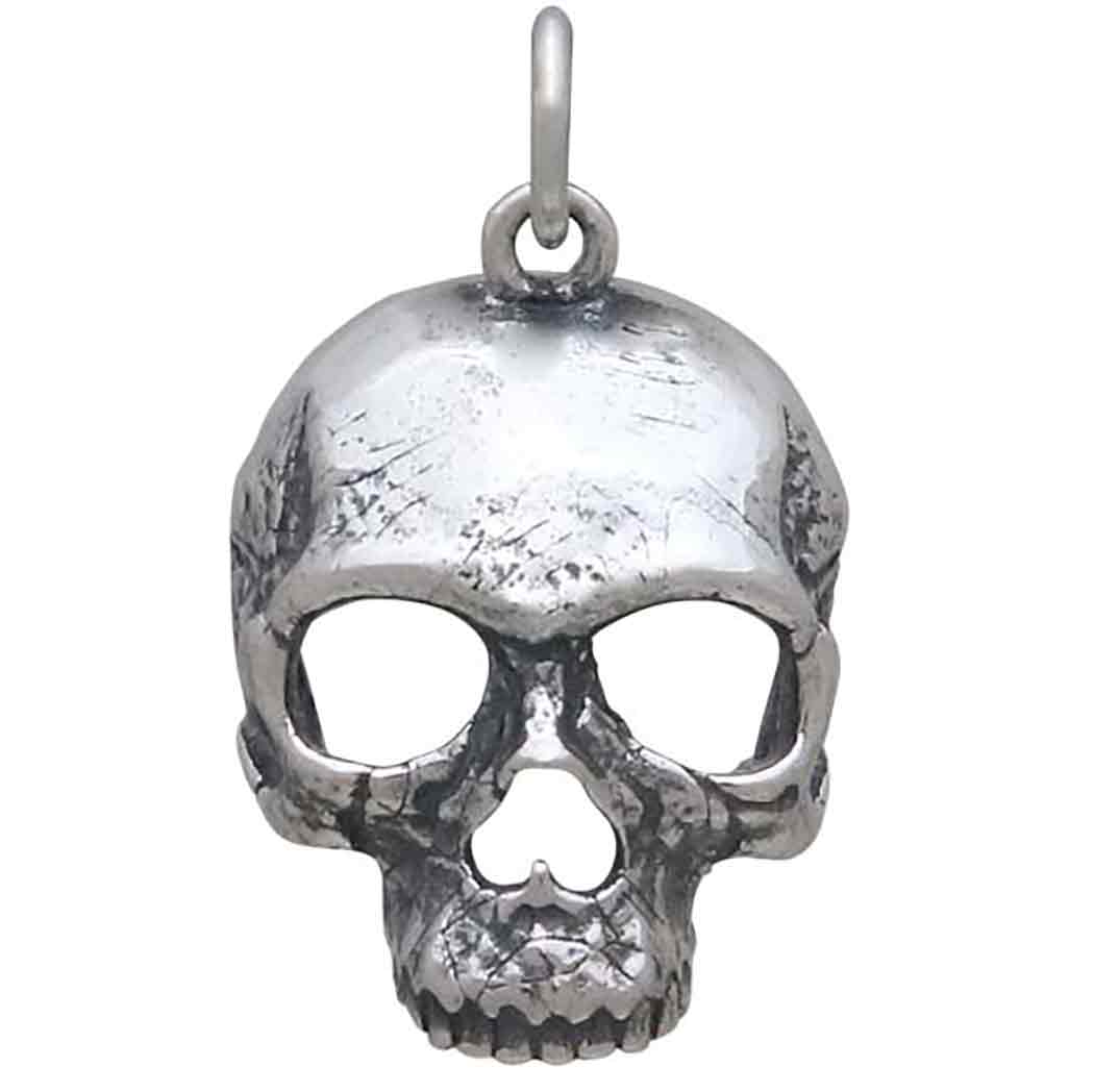 Sterling Silver Half Skull Pendant 22x13mm
