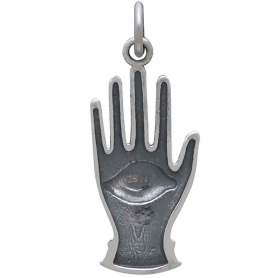 Sterling Silver Decorative Hand Charm With Eye 25x10mm