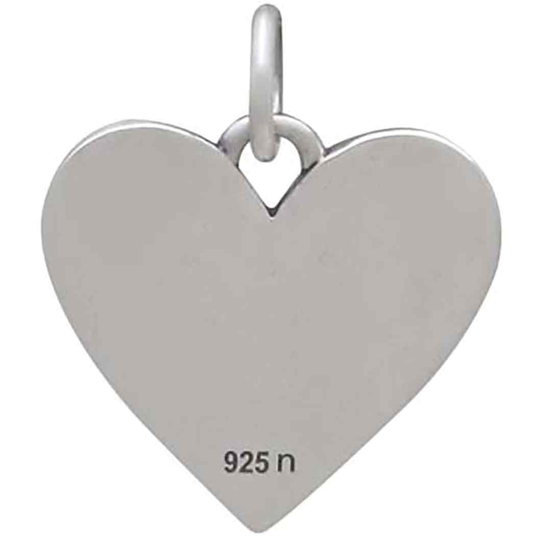 Sterling Silver Heart with Radiating Lines 17x14mm
